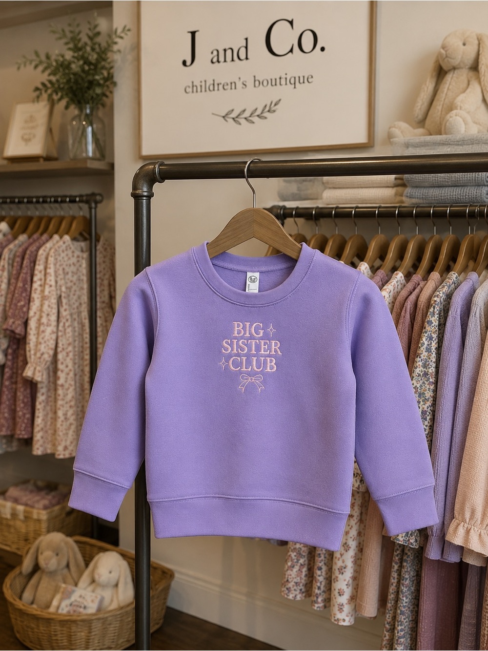 Custom embroidered Big Sister Club crewneck